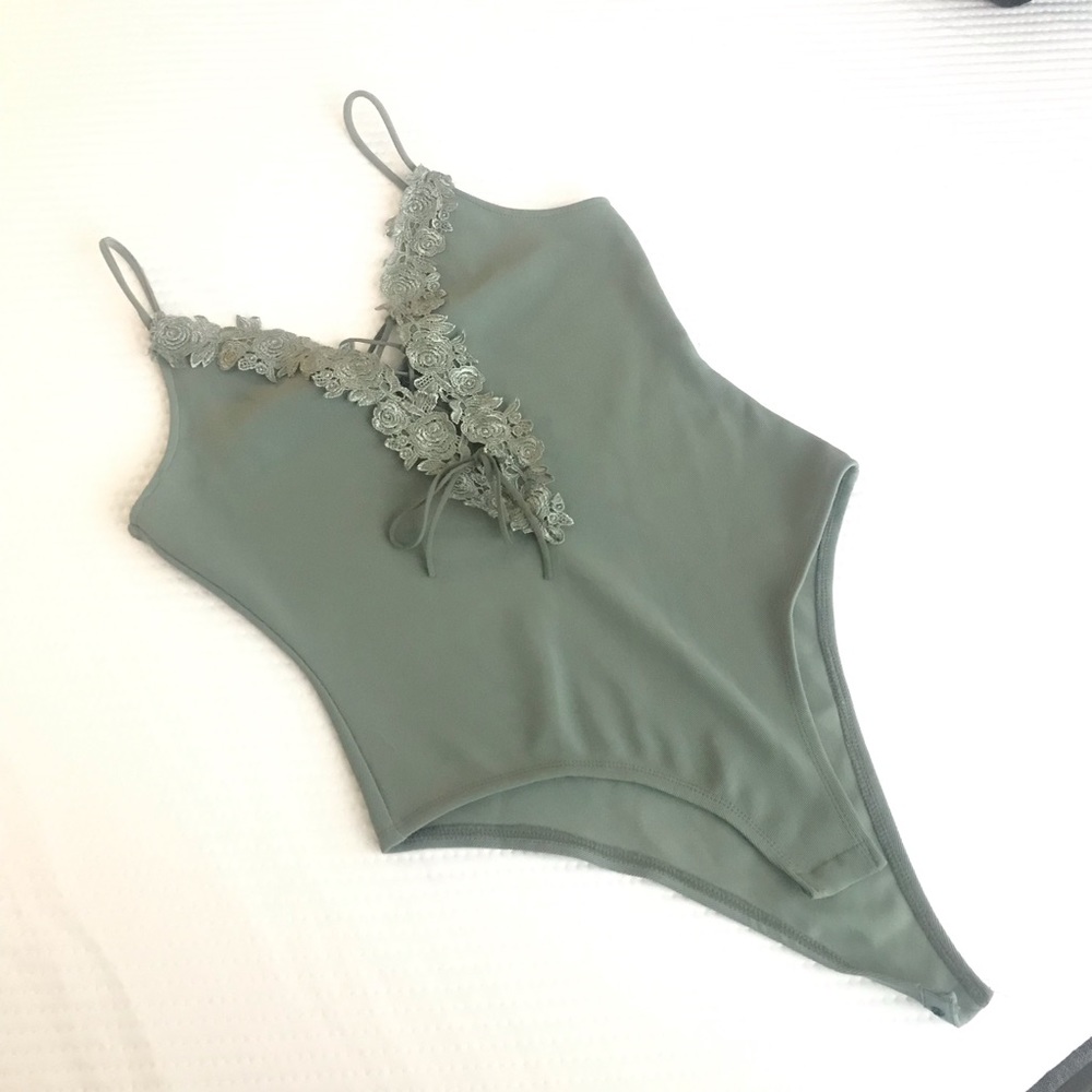 TOPSHOP Floral Crochet Body-suite